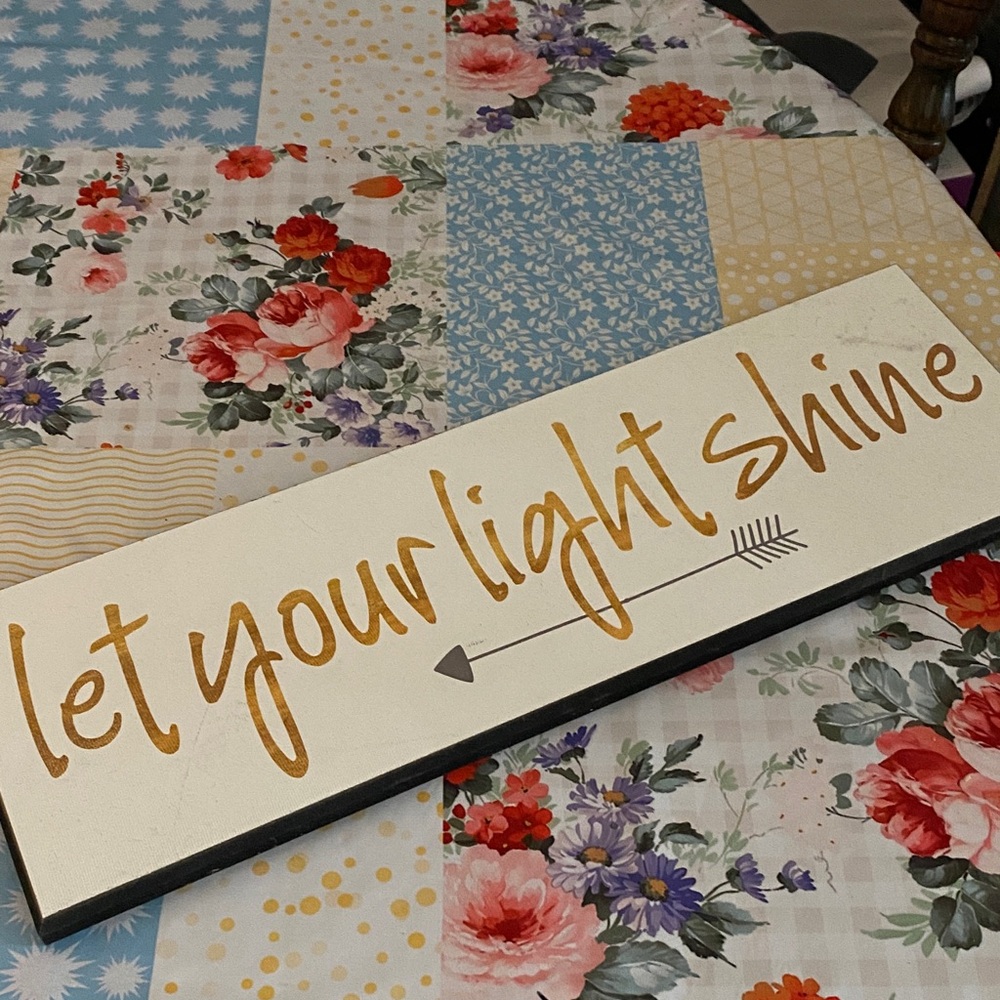 Hobby Lobby "Let Your Light Shine" Gold and Black Wall Sign